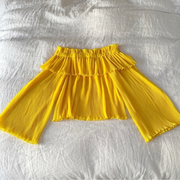 Alice McCall Lola Yellow Off Shoulder Pleated Ruffle Blouse US 2 - Picture 1 of 9